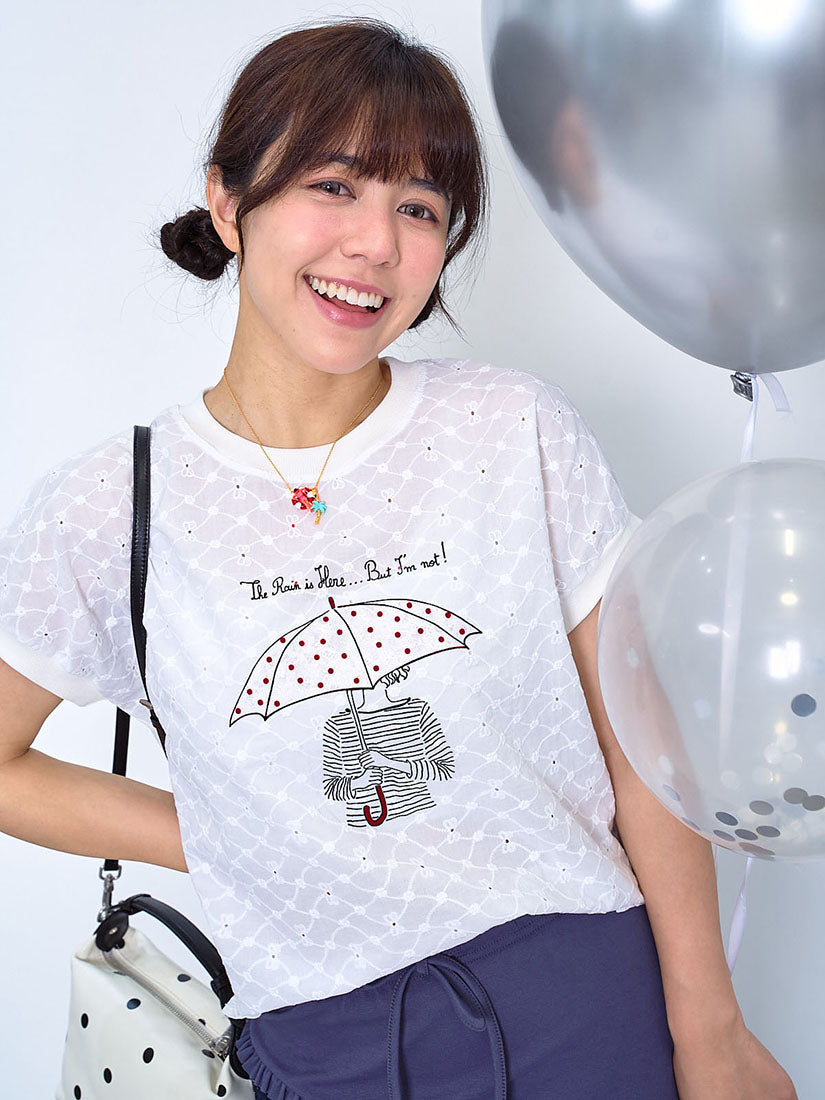 Flock Printed Embroidered Front Panel Top (2 Colours)