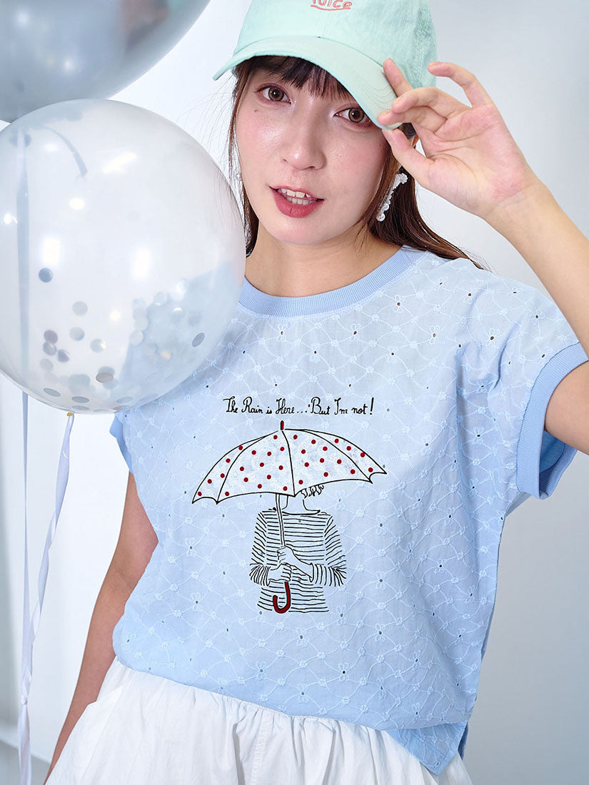 Flock Printed Embroidered Front Panel Top (2 Colours)