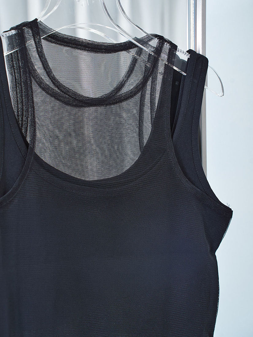 Mesh Layered Double Tank Top