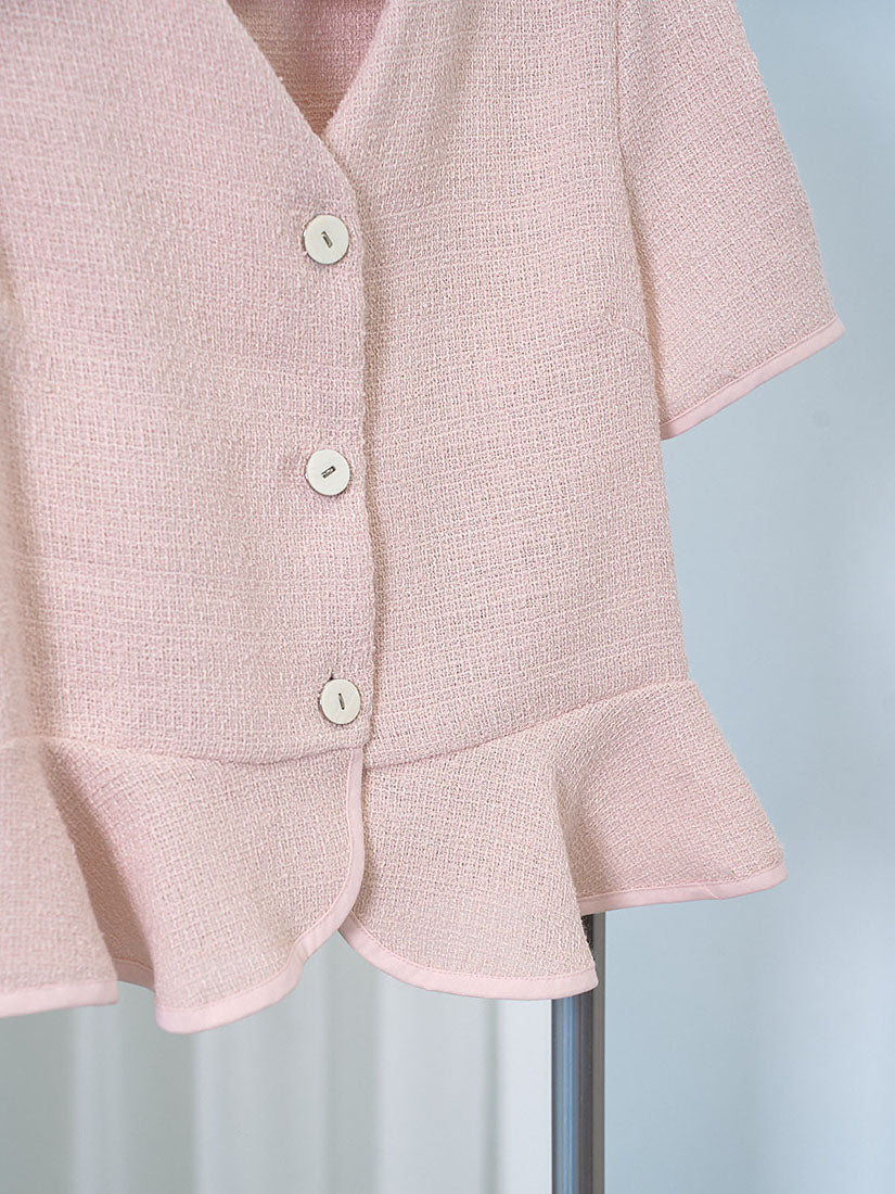 Ruffle Hem Crop Jacket