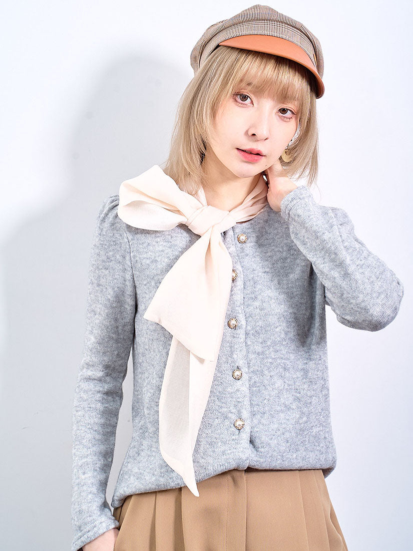 Silky Scarf Neck Cardigan (2 Colours)