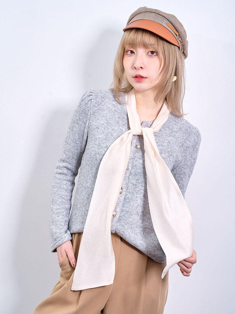 Silky Scarf Neck Cardigan (2 Colours)