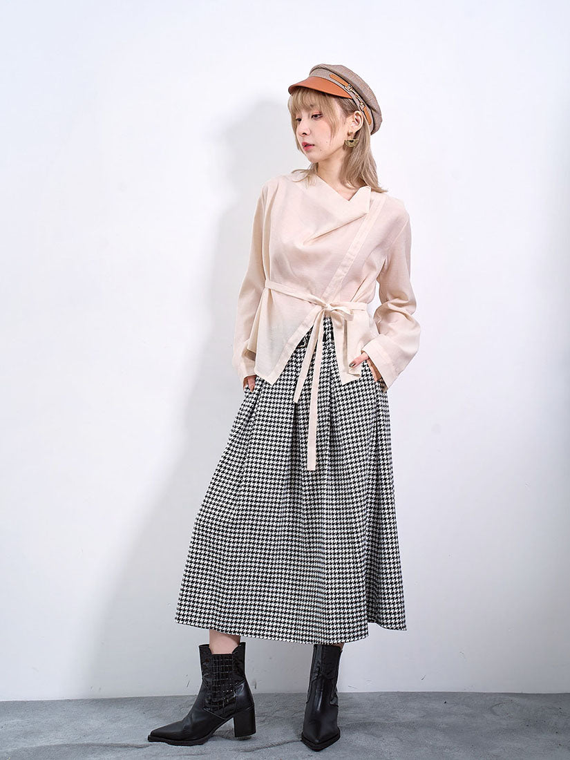 Belted Houndstooth Skirt (2 Colours)