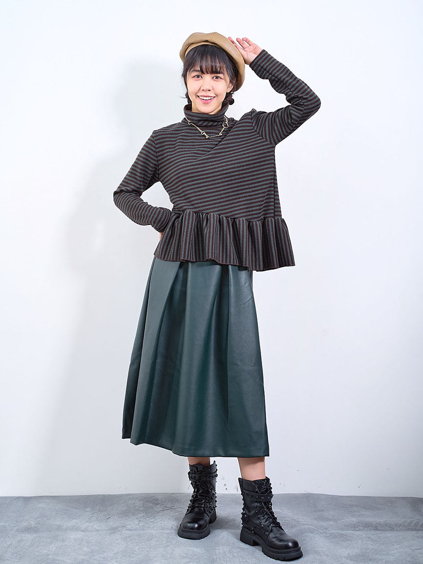 Asymmetric Ruffle Hem Striped Top (2 Colours)