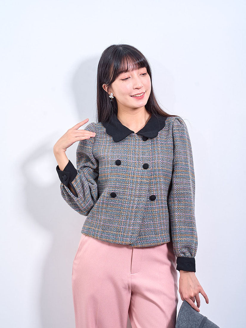 Scallop Collar Checks Jacket (2 Colours)