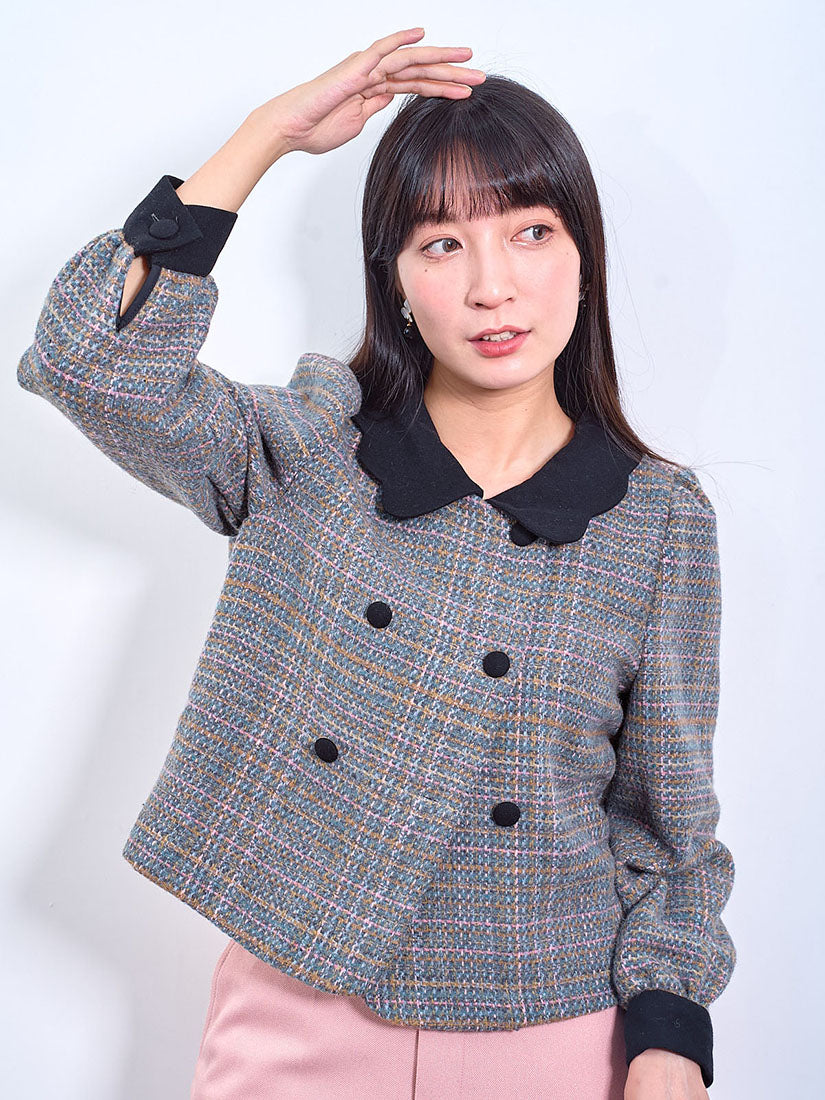 Scallop Collar Checks Jacket (2 Colours)