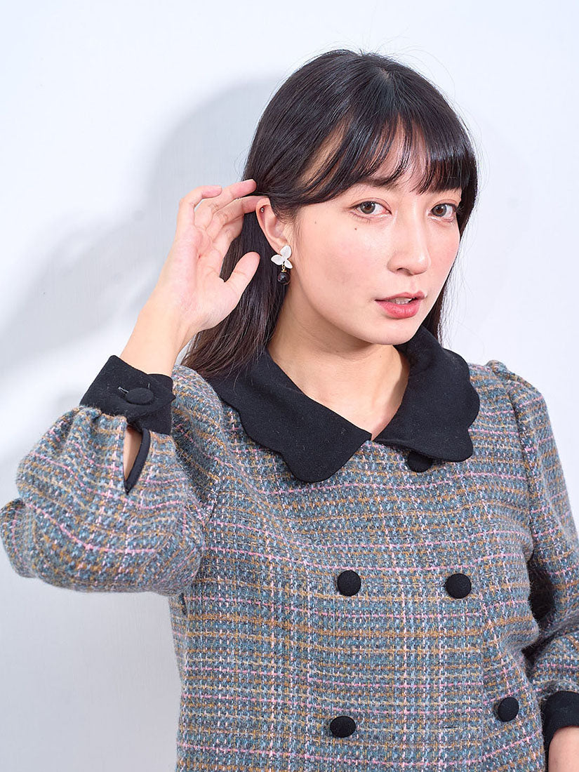 Scallop Collar Checks Jacket (2 Colours)