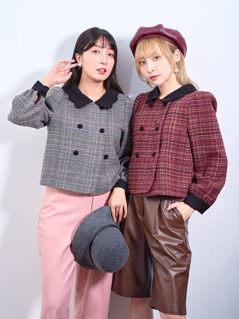 Scallop Collar Checks Jacket (2 Colours)