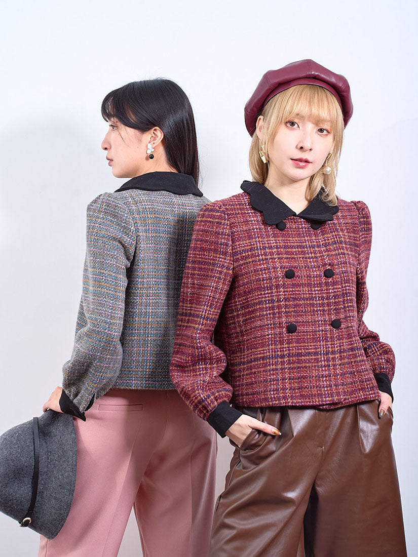 Scallop Collar Checks Jacket (2 Colours)