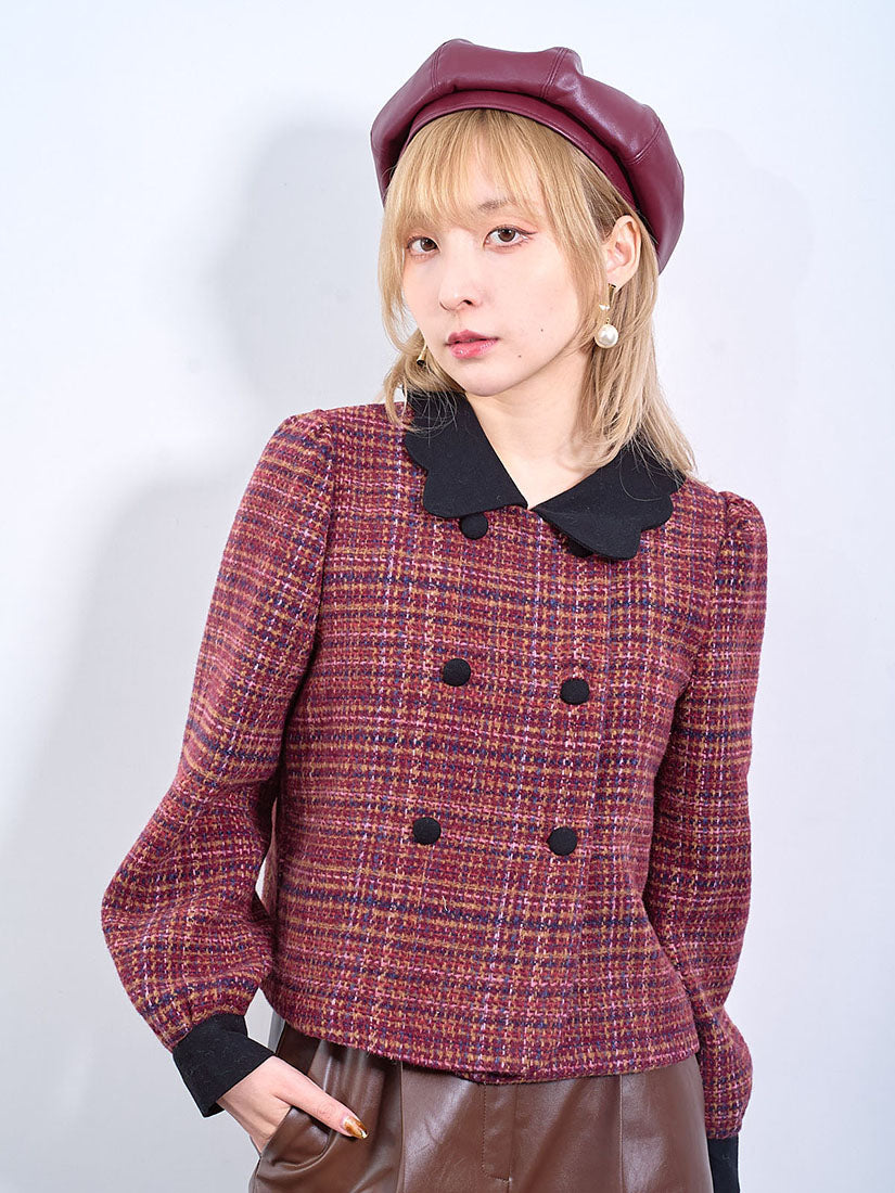 Scallop Collar Checks Jacket (2 Colours)