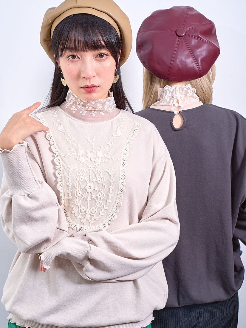 Lace Detail Lettuce Edge Sweatshirt (2 Colours)