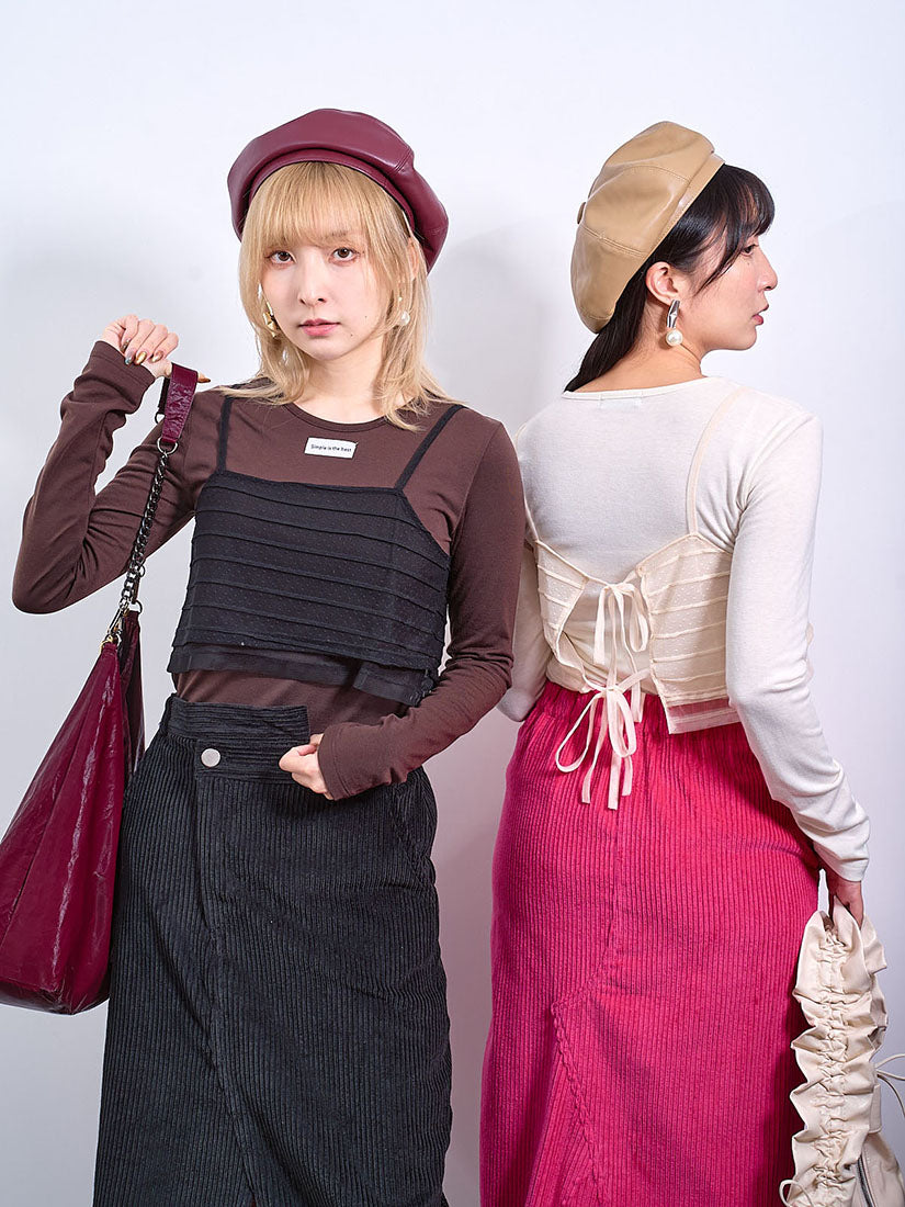 Wrap Waist Corduroy Skirt (3 Colours)