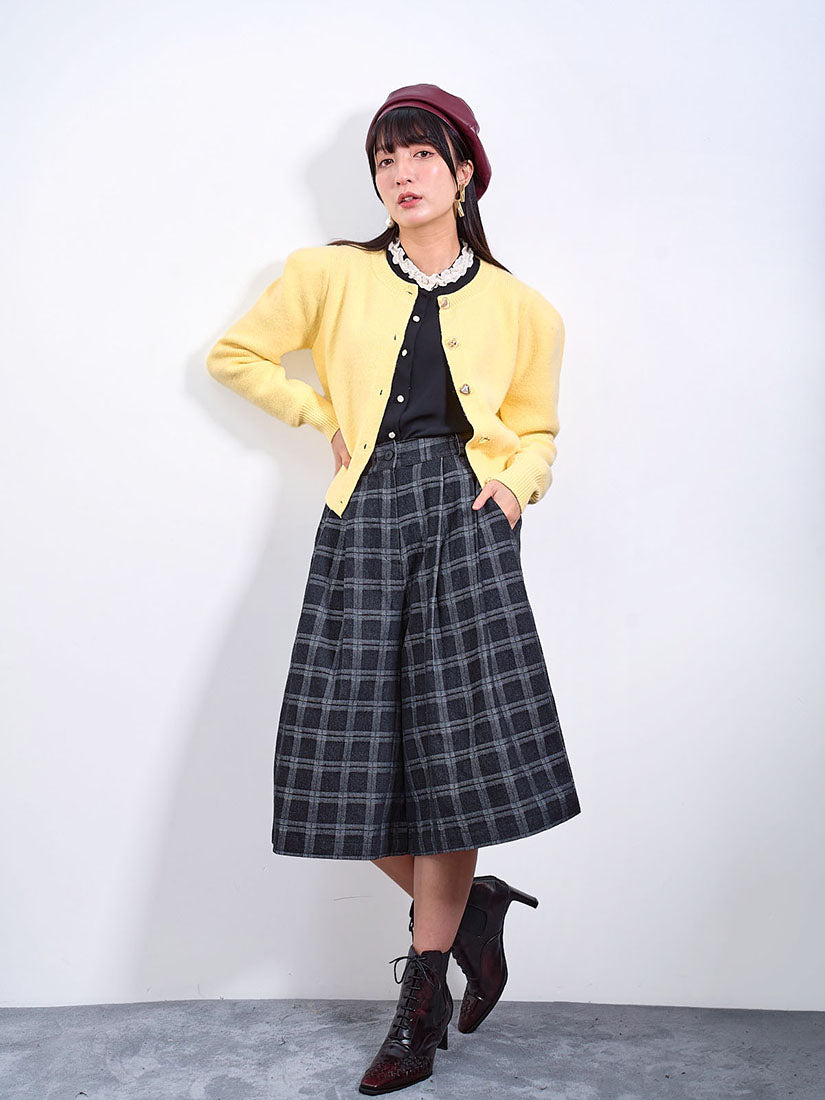 Pleated Plaid Culottes (2 Colours)