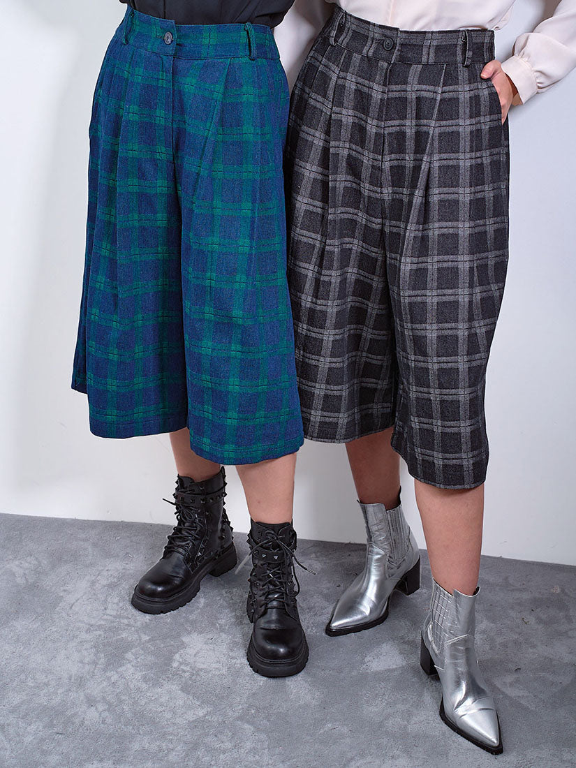 Pleated Plaid Culottes (2 Colours)