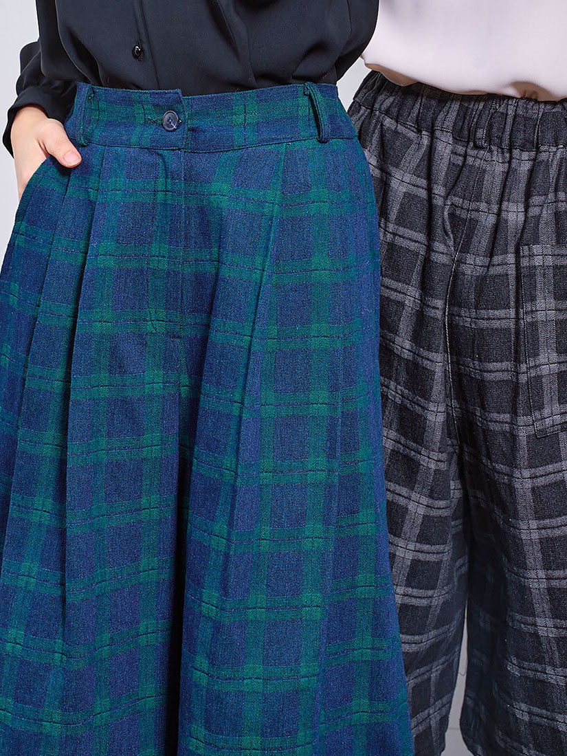 Pleated Plaid Culottes (2 Colours)