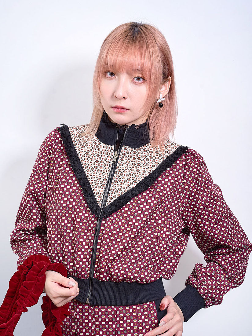 Tassel Trim Geometric Printed Jacket