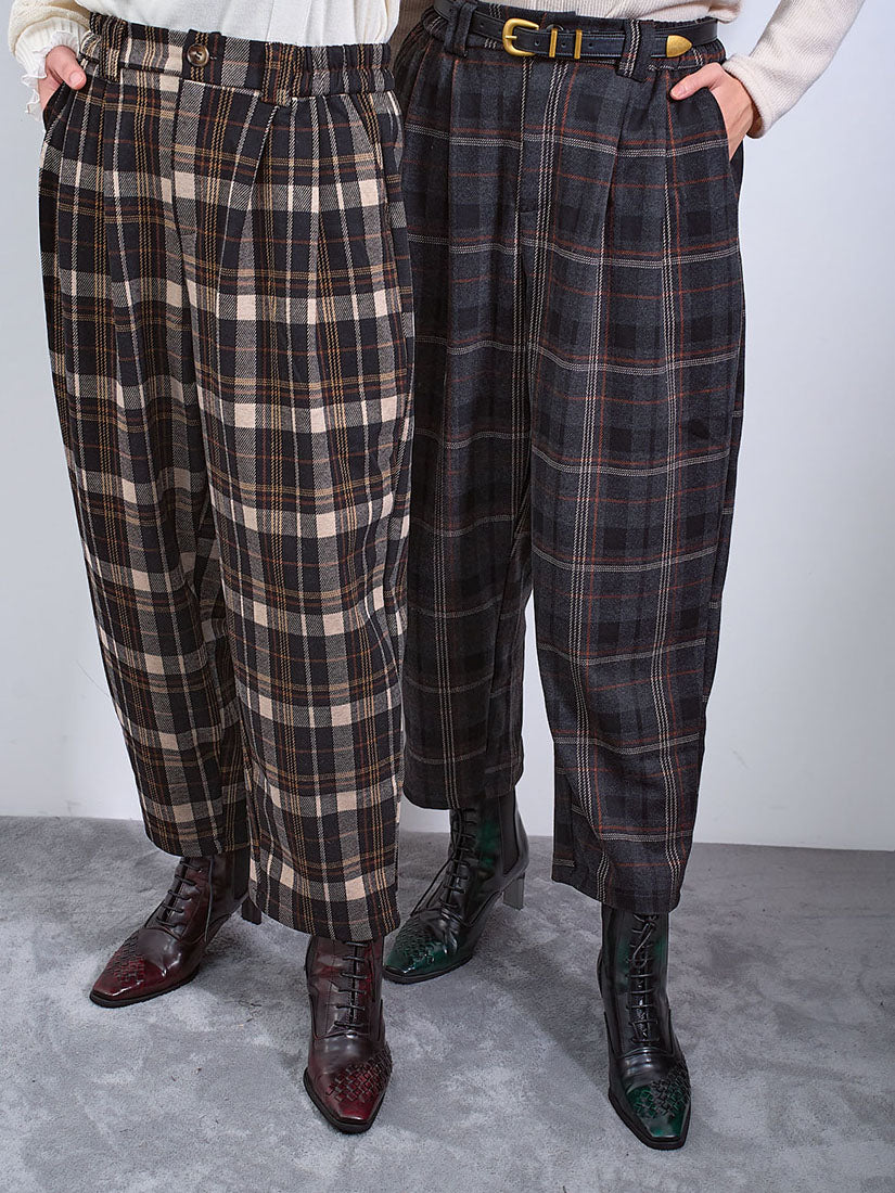 Pleated Glen Check Turnip Pants (2 Colours)