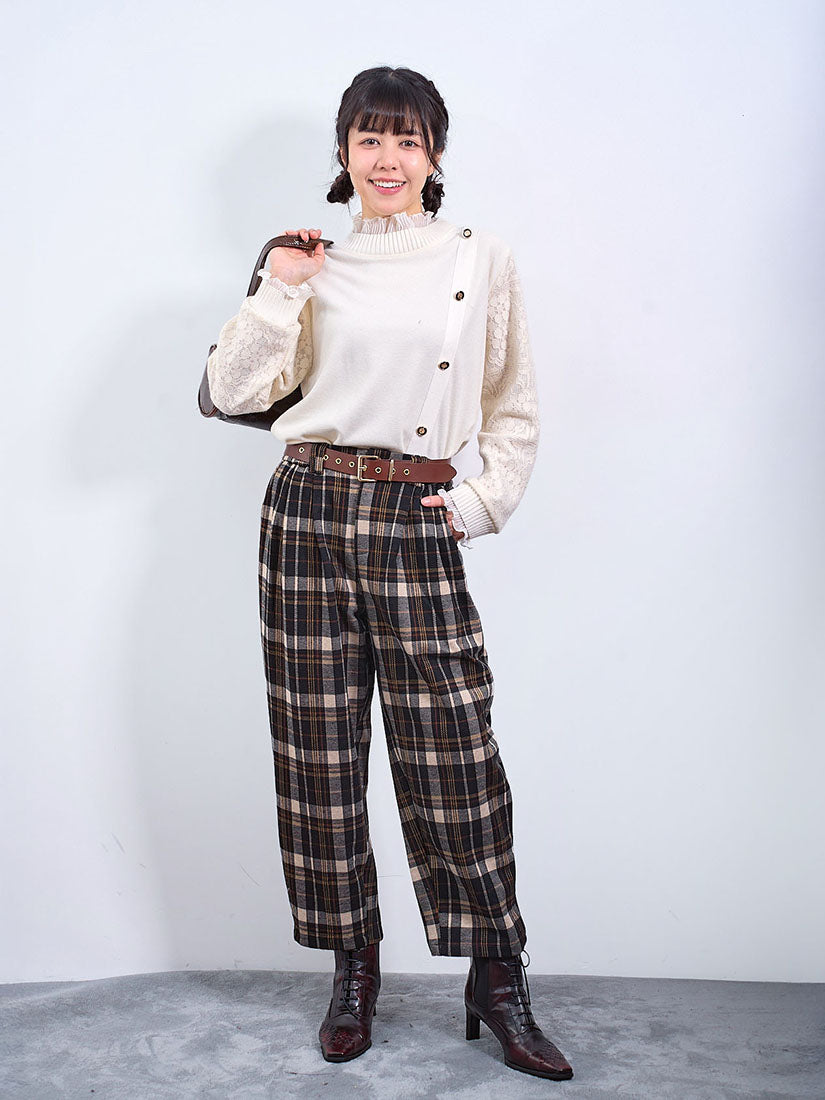 Pleated Glen Check Turnip Pants (2 Colours)