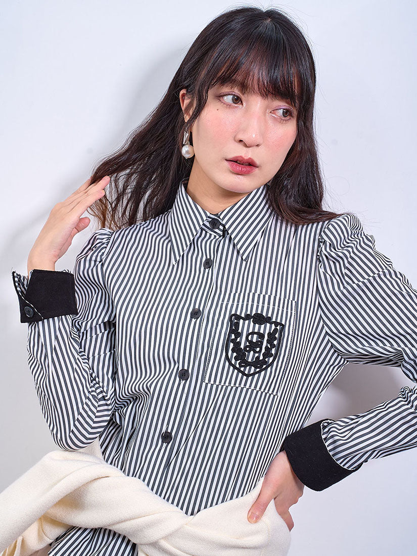 Striped Shirt With School Badge (2 Colours)