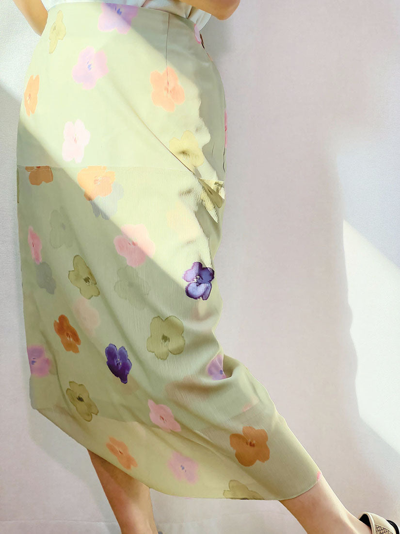 Floral Printed Chiffon Panel Skirt (2 Colours)