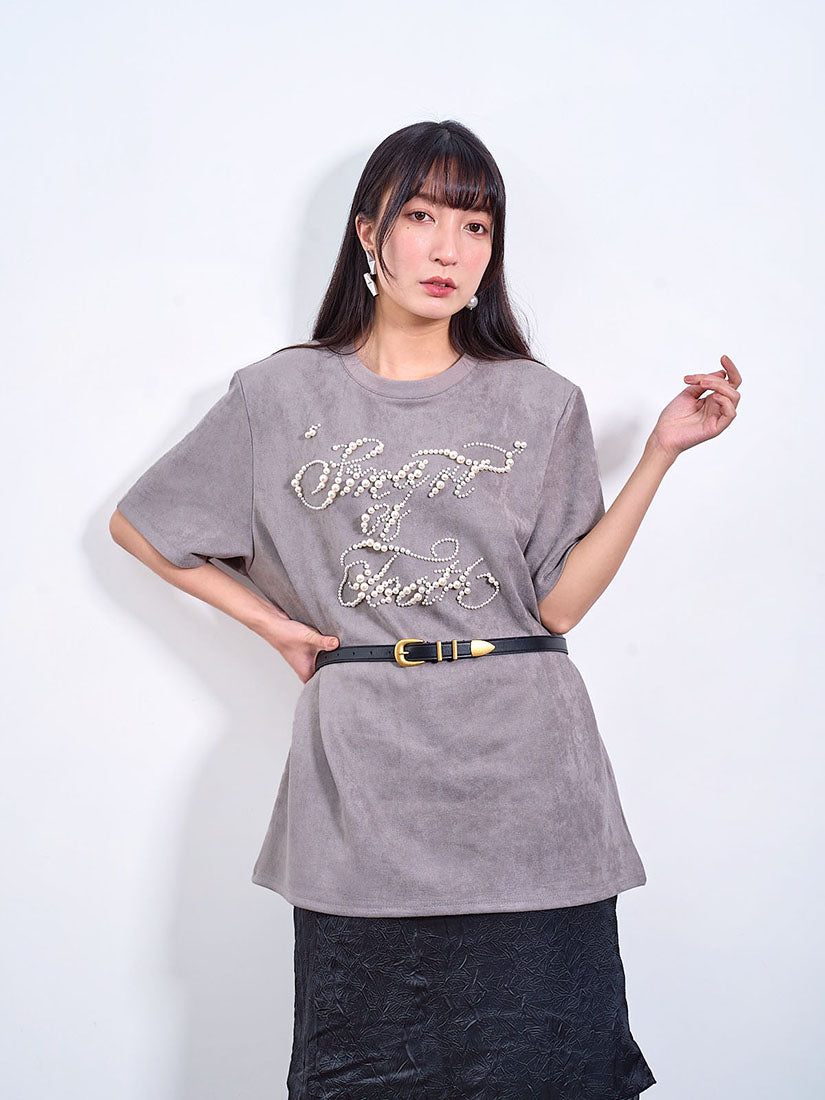 Smart Pearl Suede Tee (2 Colours)