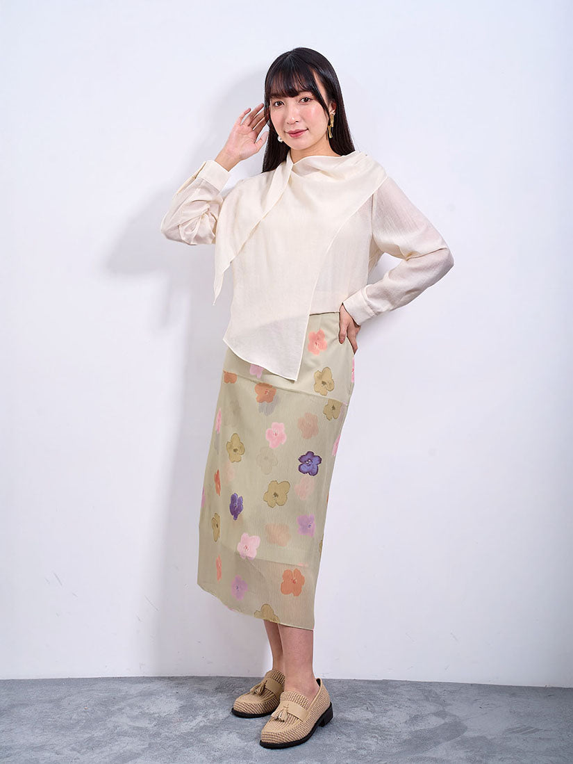 Floral Printed Chiffon Panel Skirt (2 Colours)