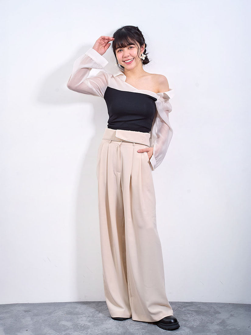 Flap Waist Pleated Pants (2 Colours)