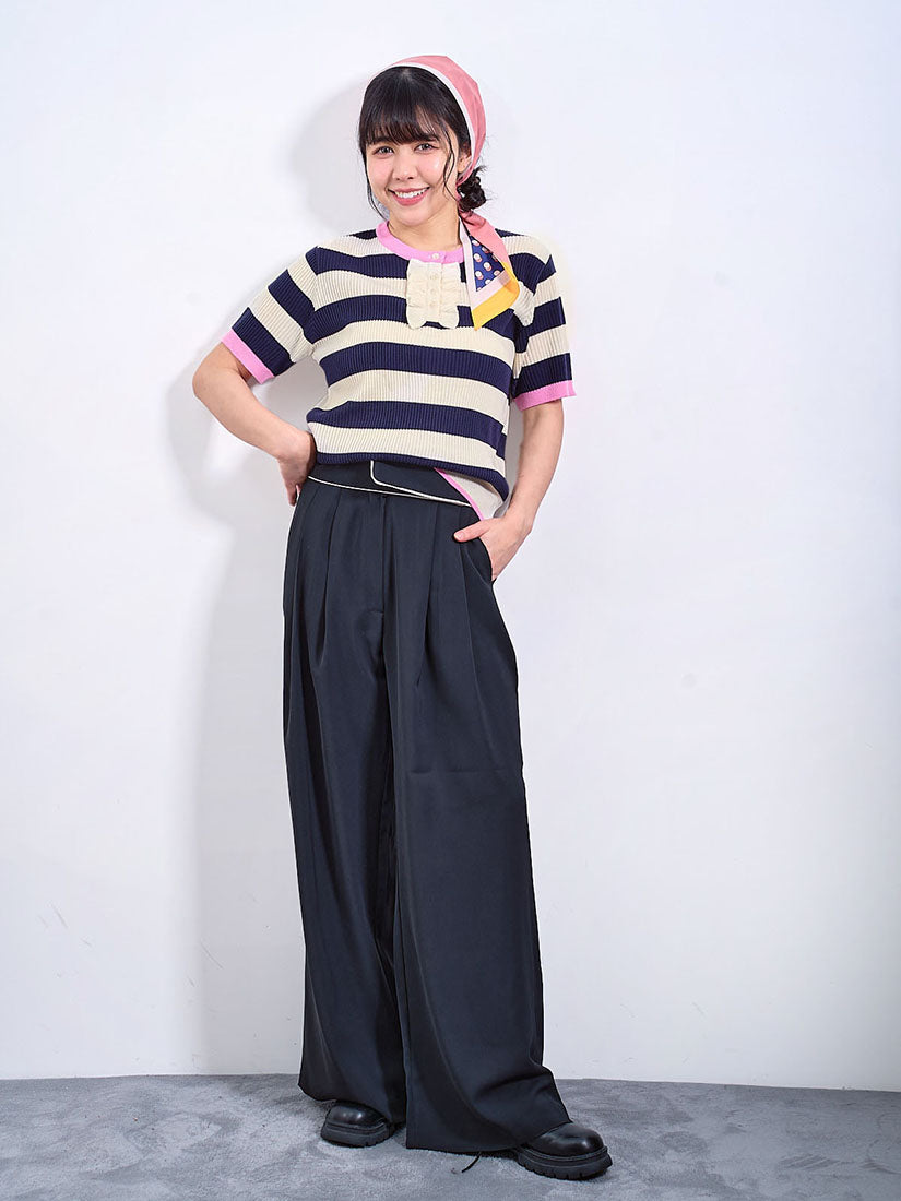 Flap Waist Pleated Pants (2 Colours)