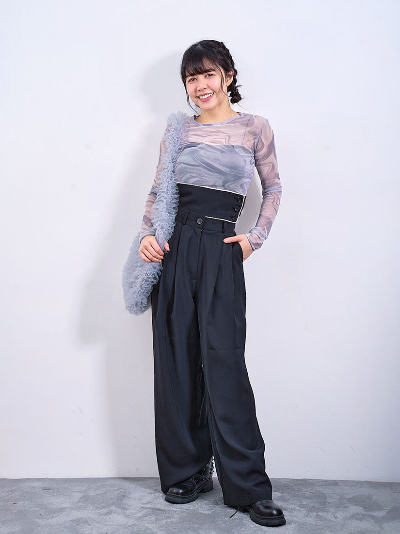 Flap Waist Pleated Pants (2 Colours)