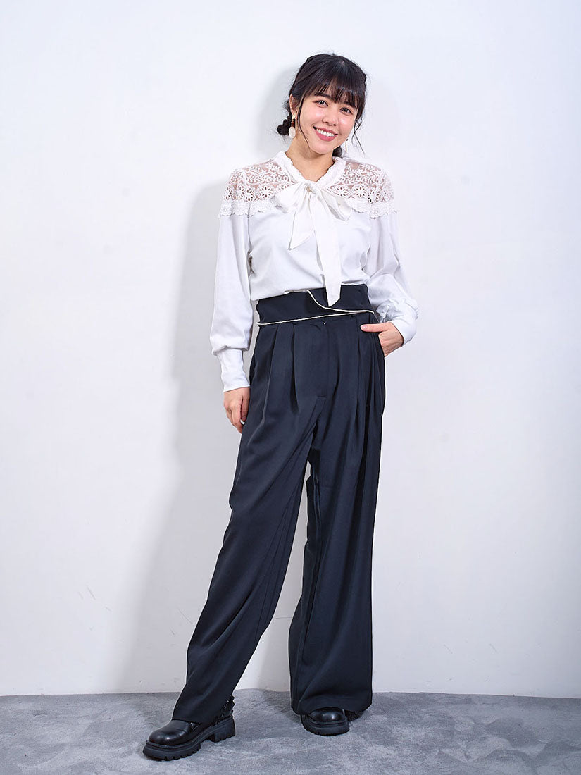 Flap Waist Pleated Pants (2 Colours)