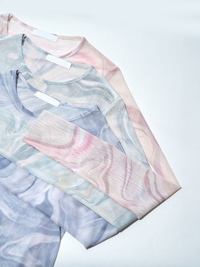 Watercolour Printed Mesh Top (3 Colours)