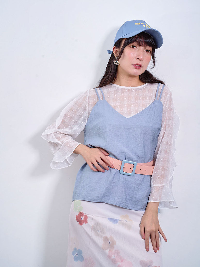 Camisole Overlayed Dot Top (2 Colours)