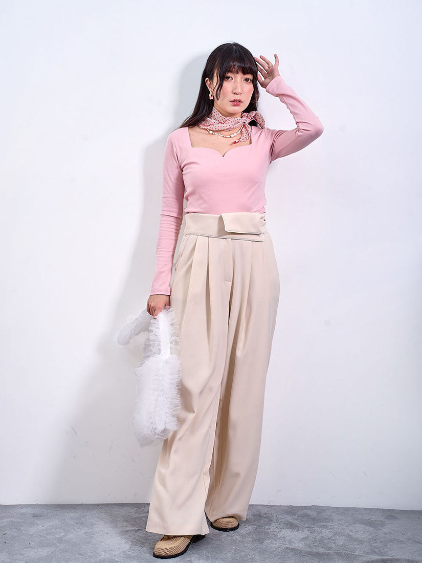 Flap Waist Pleated Pants (2 Colours)