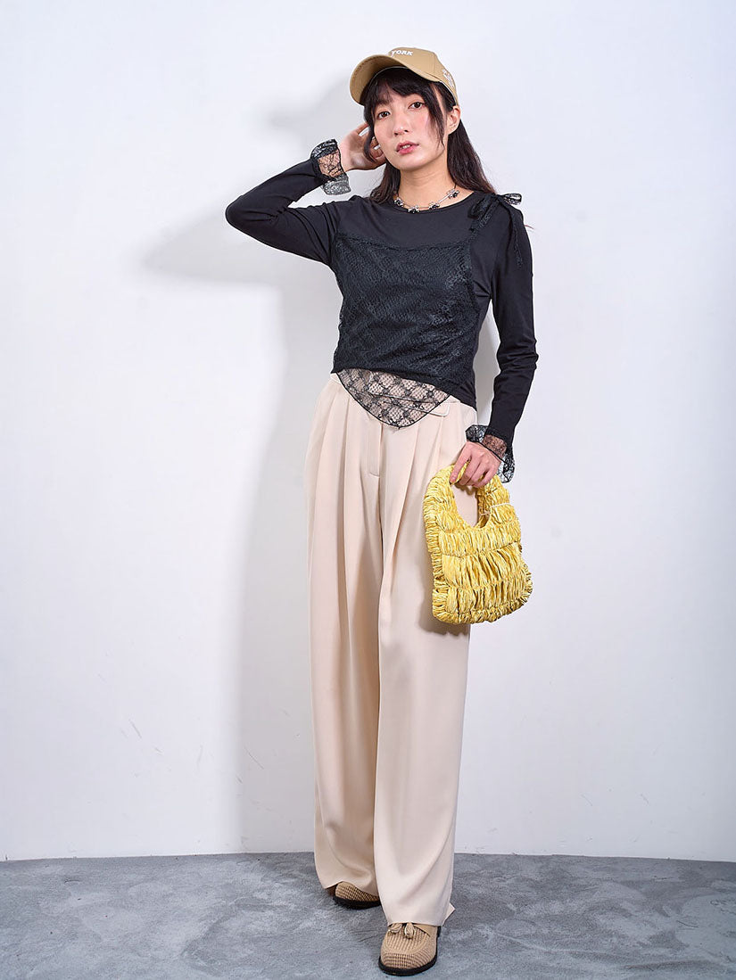 Flap Waist Pleated Pants (2 Colours)