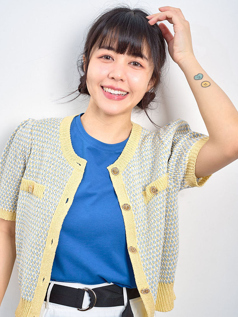 Textured Knit Short Sleeve Cardigan (2 Colours)