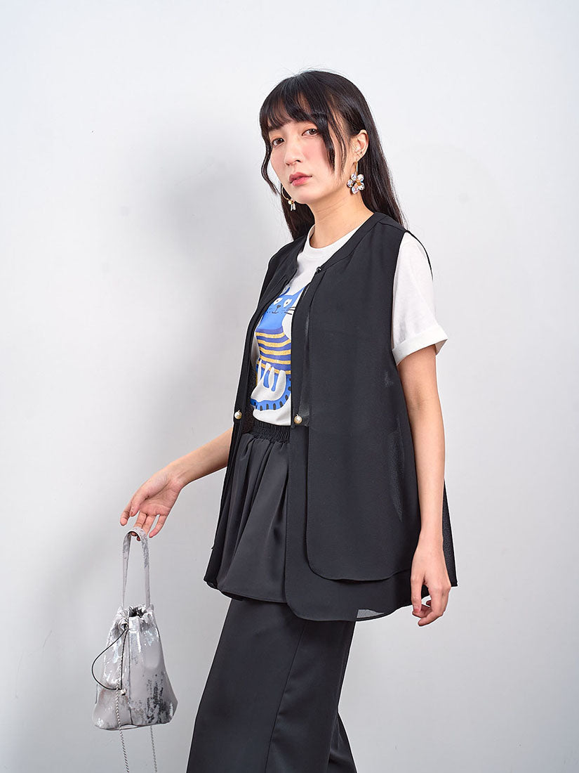 See-Through Layered Vest Jacket (2 Colours)