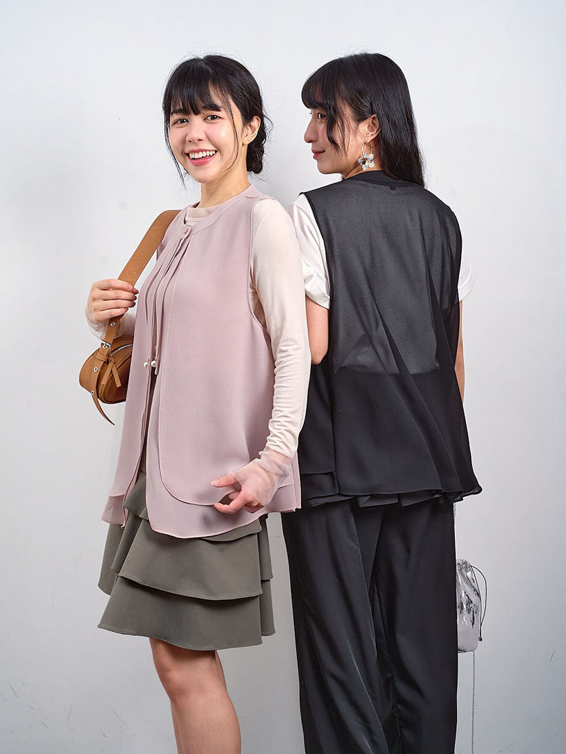 See-Through Layered Vest Jacket (2 Colours)