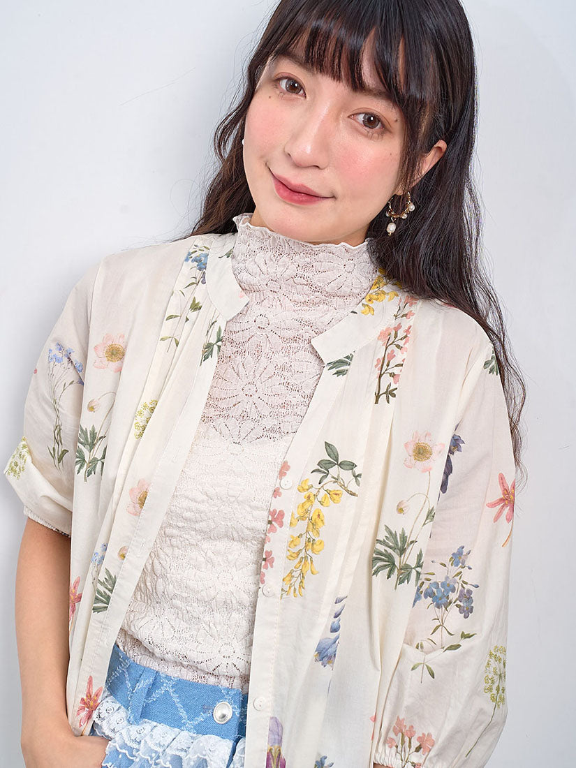 Textured Floral Lace Mock Neck Vest Top (3 Colours)