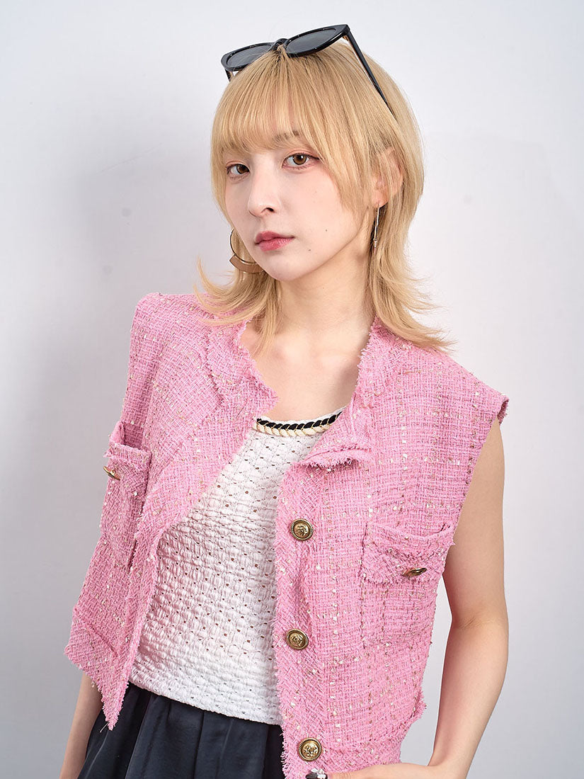Lurex Rope Detailed Bubble Textured Vest Top (3 Colours)