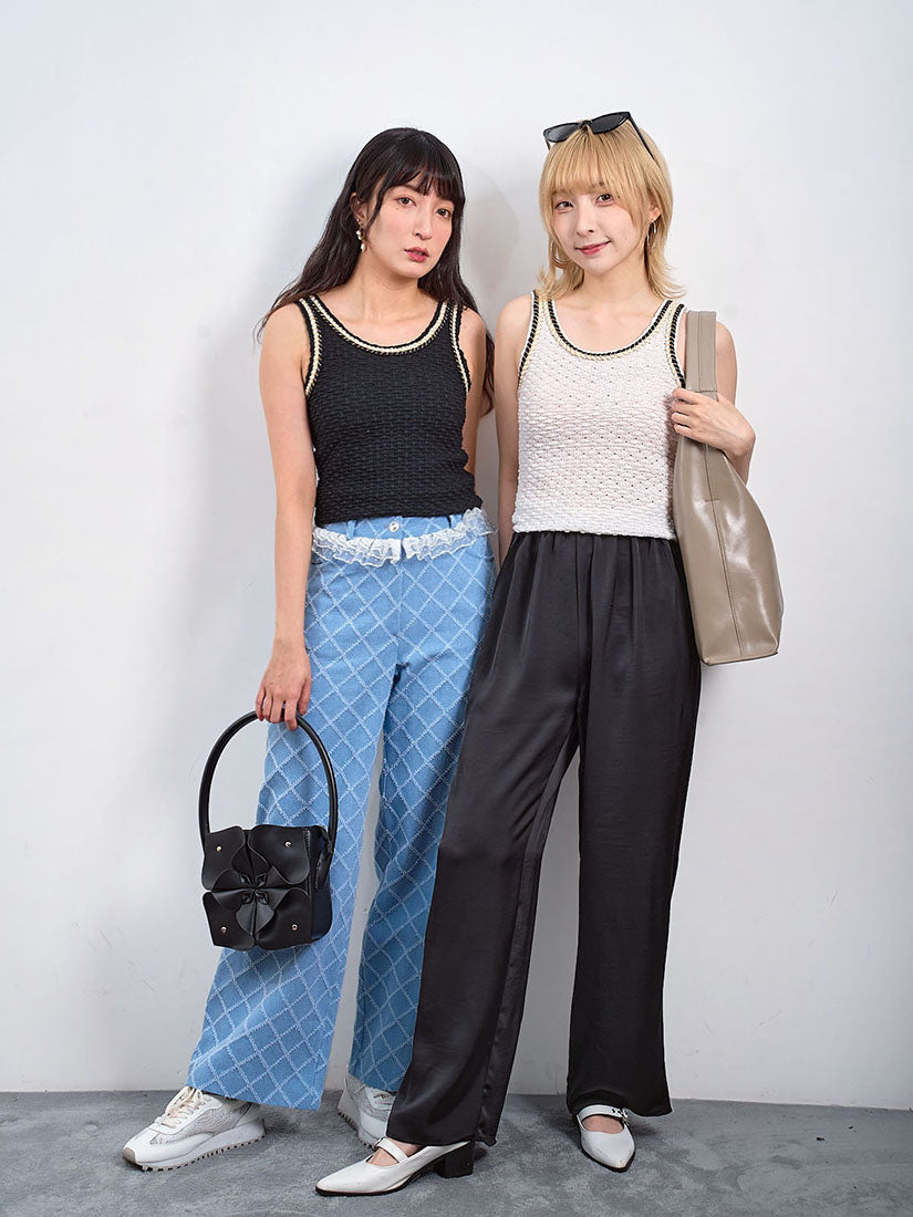 Lurex Rope Detailed Bubble Textured Vest Top (3 Colours)