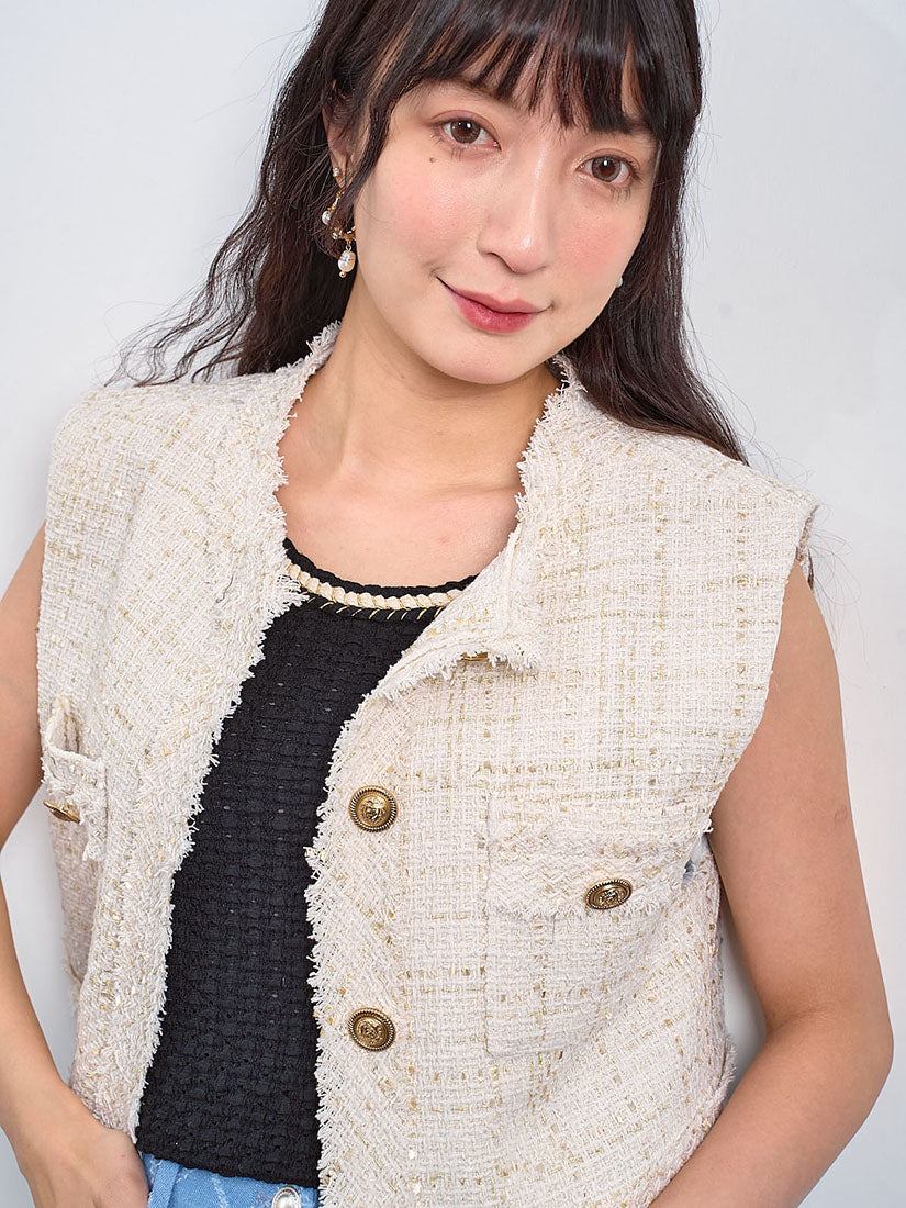 Lurex Rope Detailed Bubble Textured Vest Top (3 Colours)