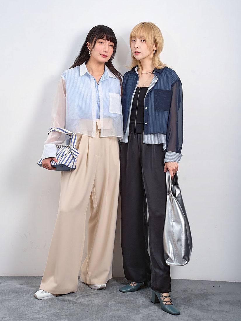 Organza Layered Striped Shirt (2 Colours)