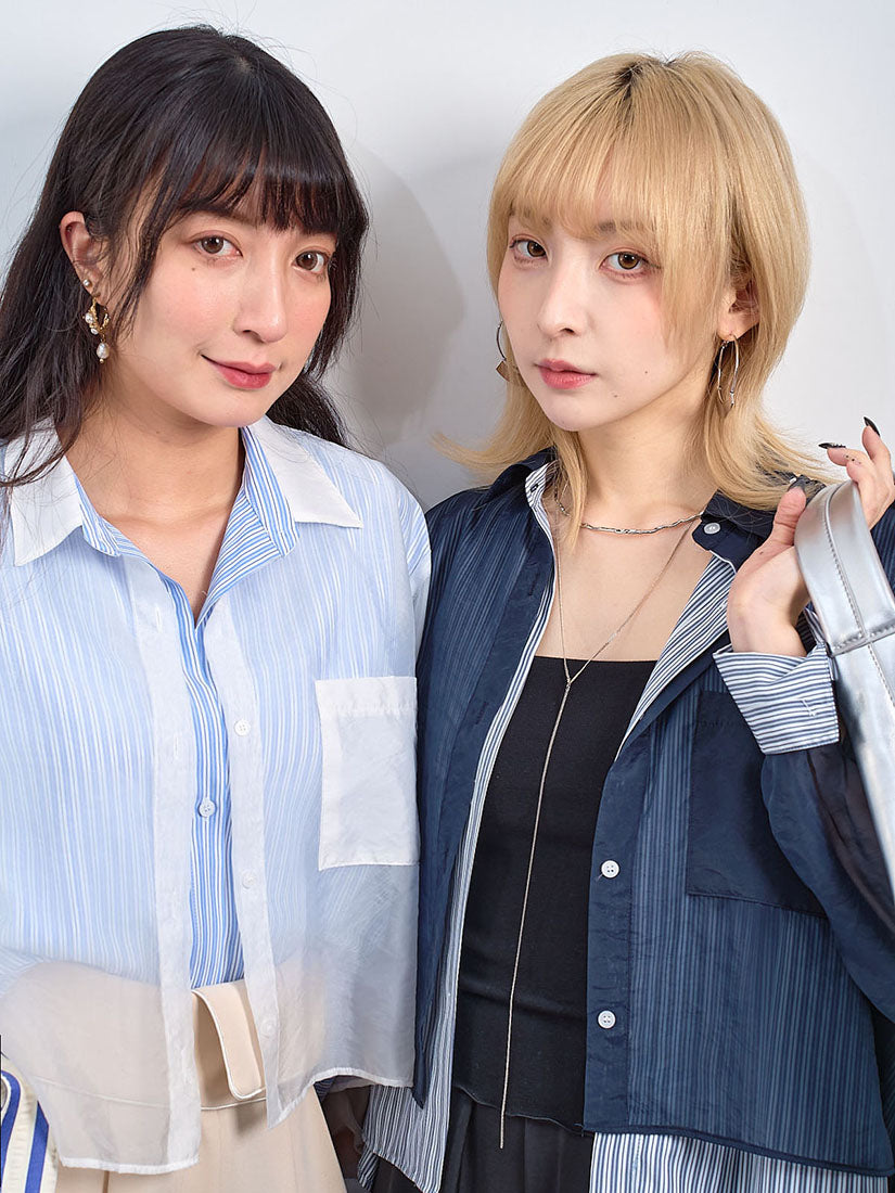 Organza Layered Striped Shirt (2 Colours)