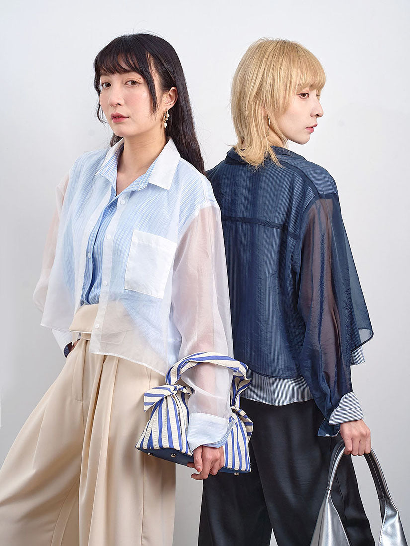Organza Layered Striped Shirt (2 Colours)