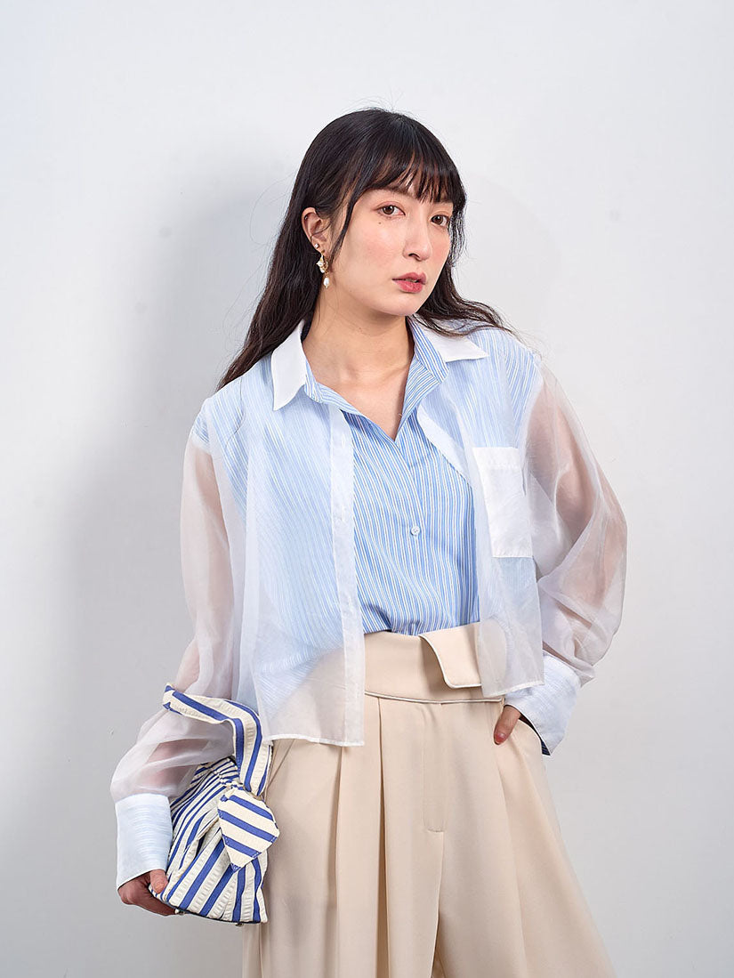 Organza Layered Striped Shirt (2 Colours)