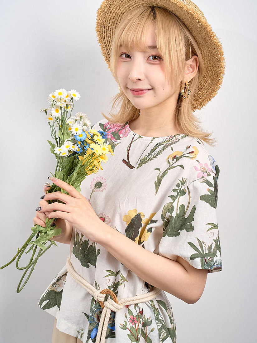 Floral Printed Linen Top