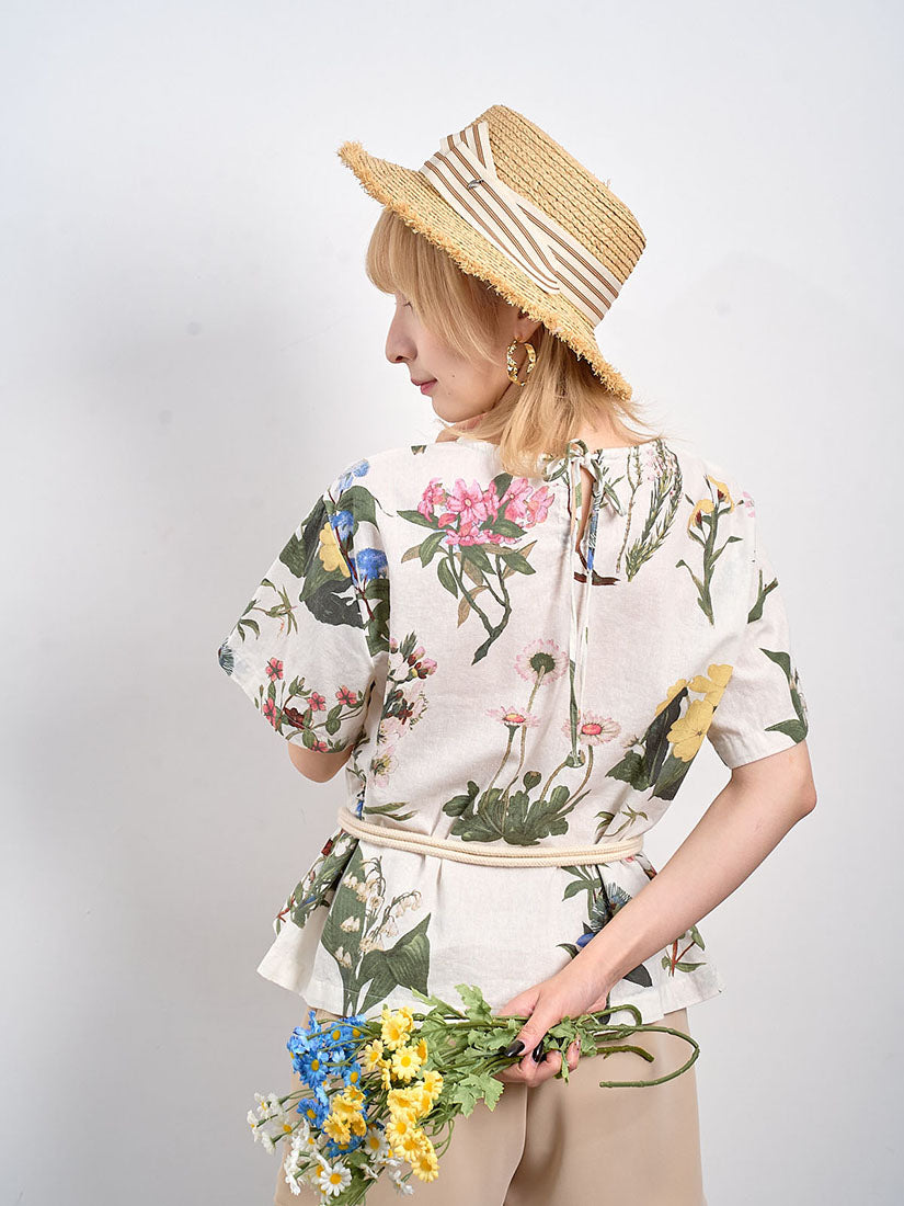 Floral Printed Linen Top