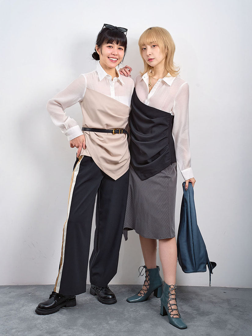 Drape Panel Tube Top Shirt (2 Colours)