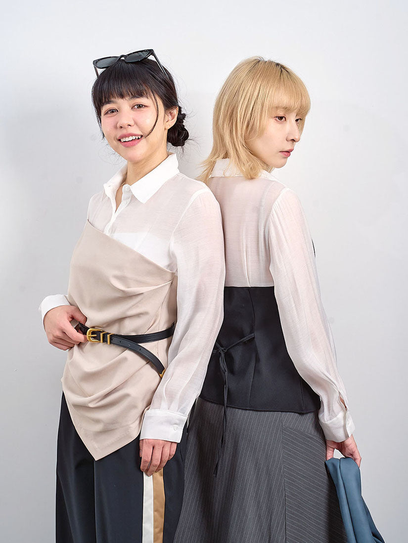Drape Panel Tube Top Shirt (2 Colours)