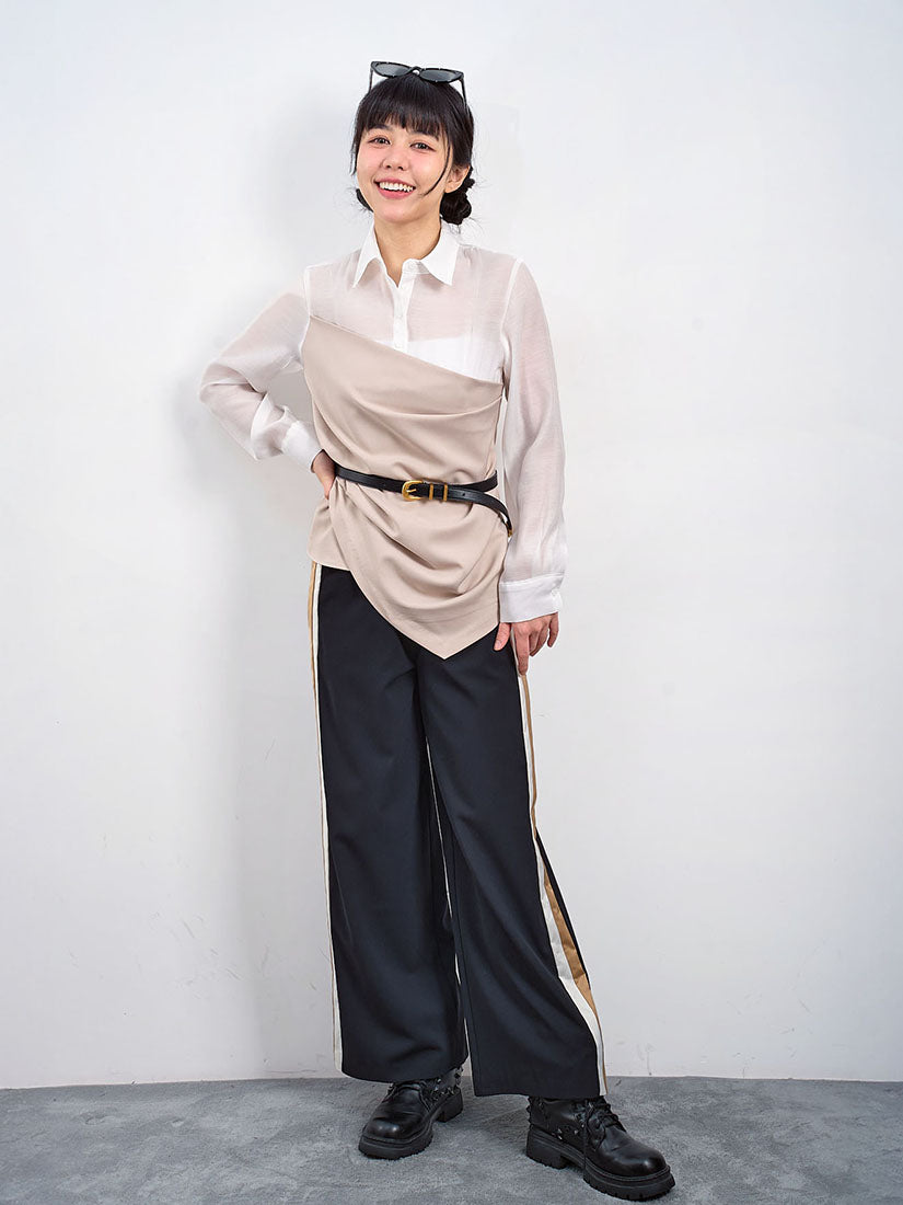 Stripe Side Seam Wide Lag Pants (2 Colours)